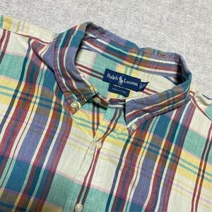 Ralph Lauren Shirt Mens XXXL Big Plaid Striped Classic Preppy Spring Button 3XLB